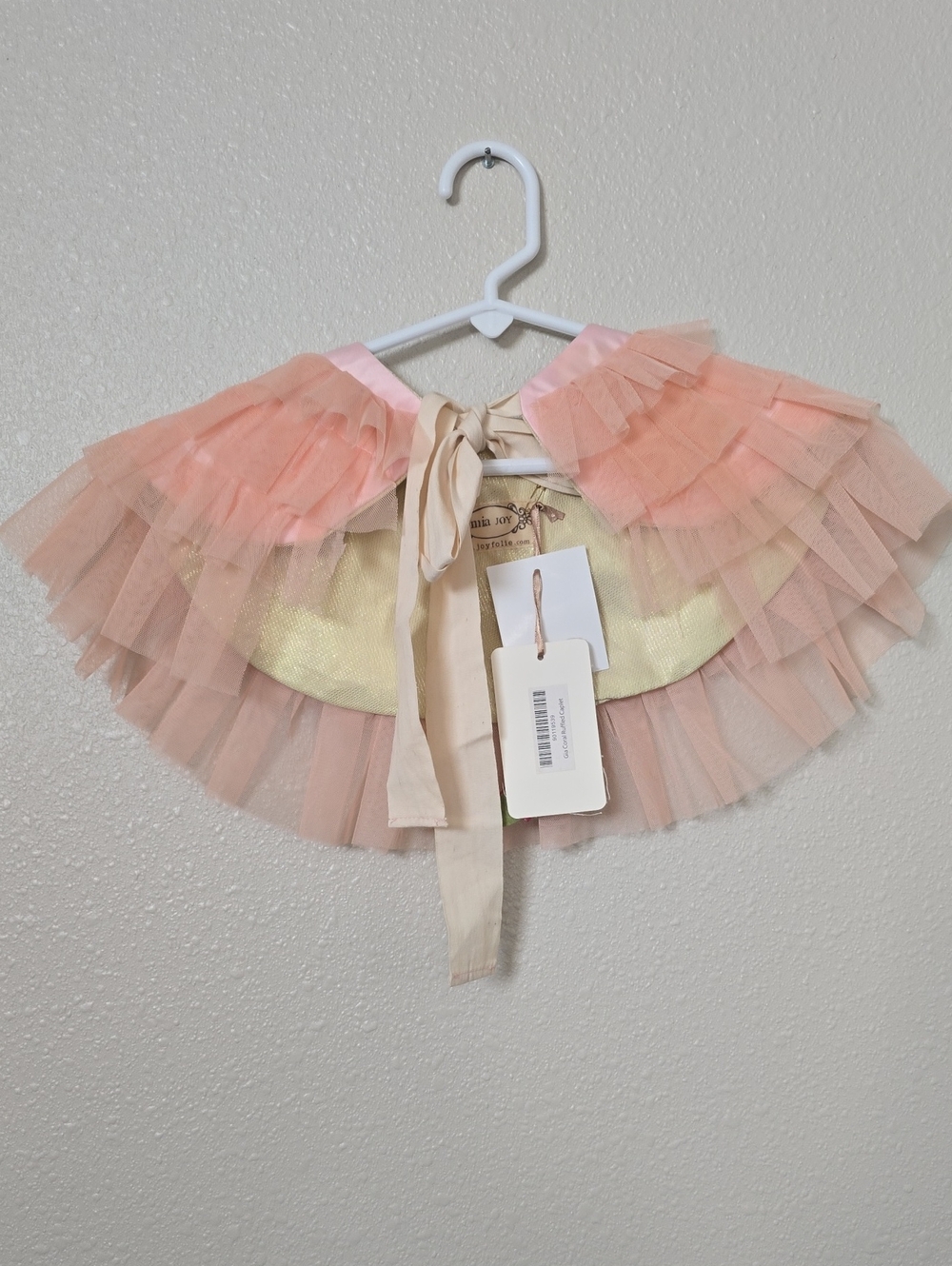 Joyfolie Peach Tulle Capelet with Gold Lining